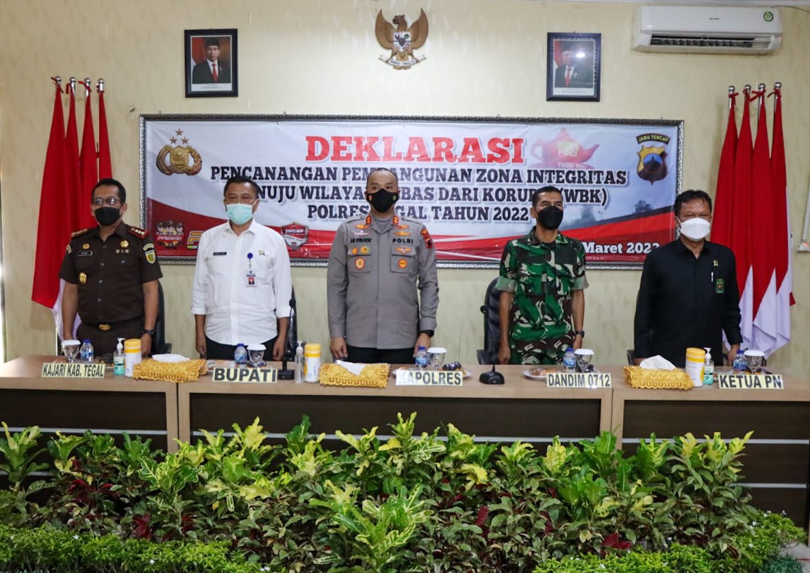 Polres Tegal Gelar Deklarasi Pencanangan, Bangun Zona Integritas Menuju Wilayah Bebas Dari Korupsi