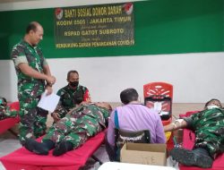 Bhakti Sosial Donor Darah Dukung Penanganan Covid-19 oleh Anggota Kodim 0505/JT