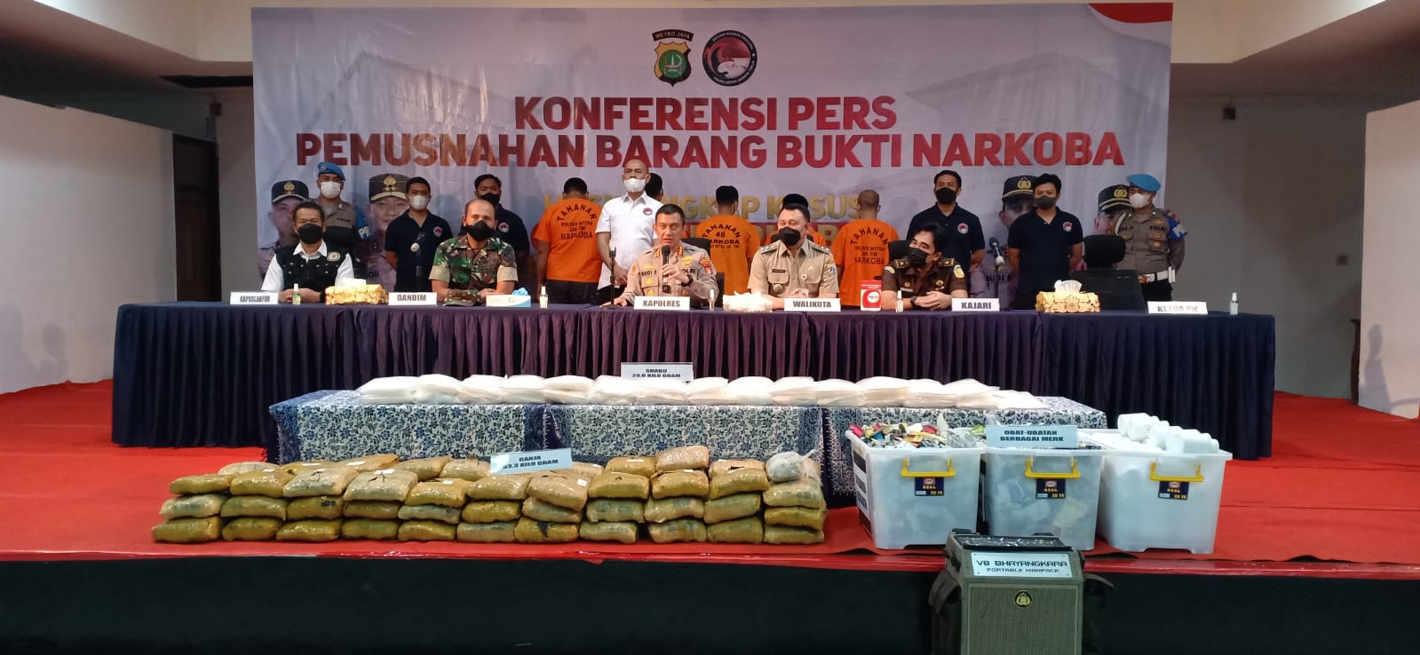 Dandim 0505/JT Hadiri Pemusnahan Barang Bukti Narkoba di Polres Metro Jakarta Timur