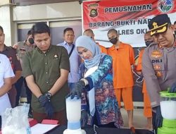 Dengan Cara di Blender, Polres OKI Musnahkan Sabu 3 Kg