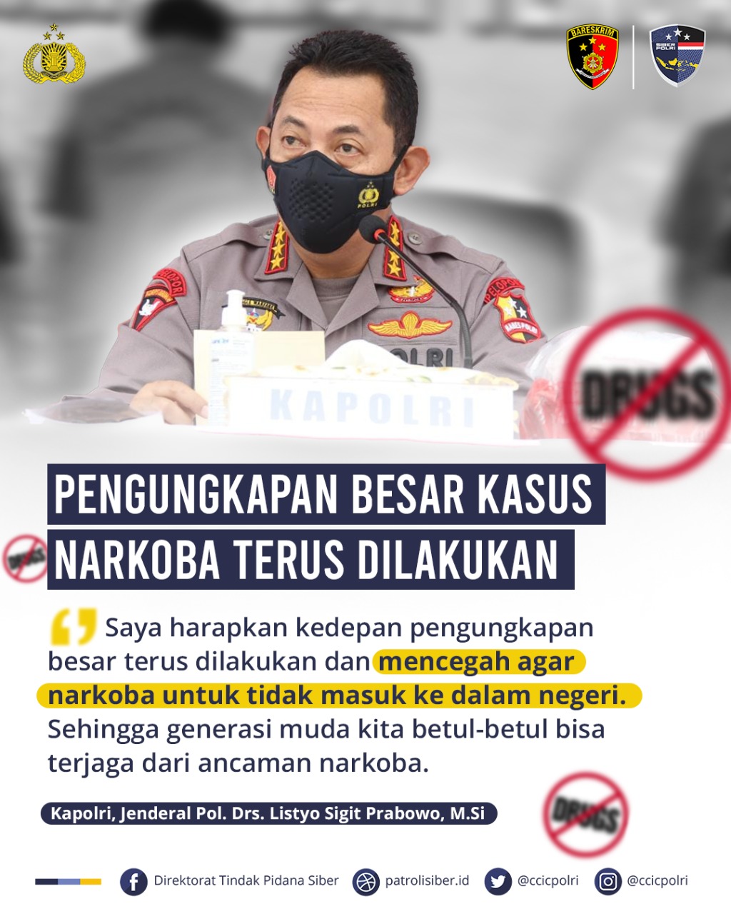 Polri Konsisten Berantas Jaringan Peredaran Narkoba Di Indonesia