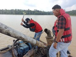 Kapolres Merangin,  Dompeng Rakit diDam Betuk diHancurkan.