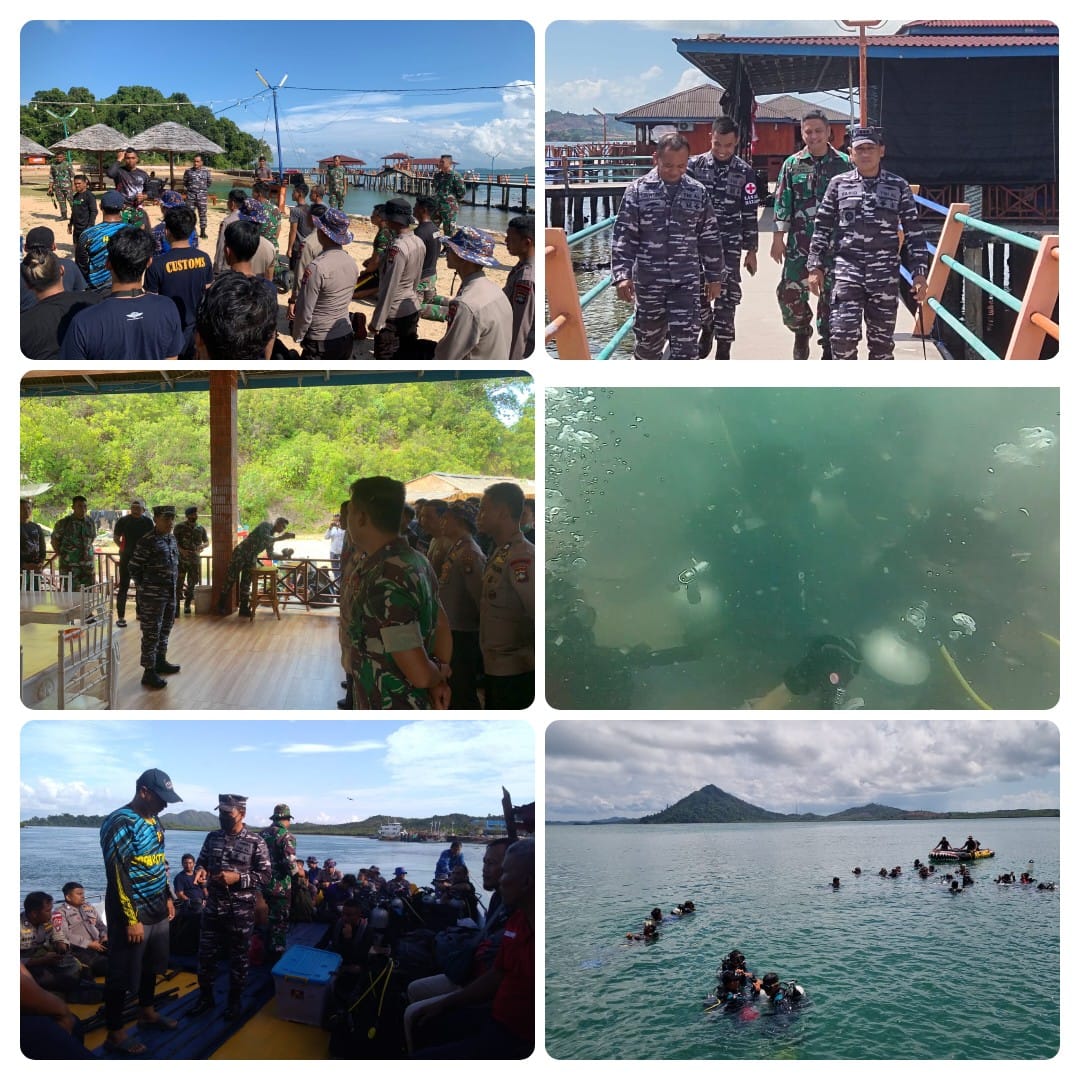 Danlanal Batam Tinjau dan Matangkan Latihan Gladi Pengibaran Bendera Bawah Laut Di Pulai Labun