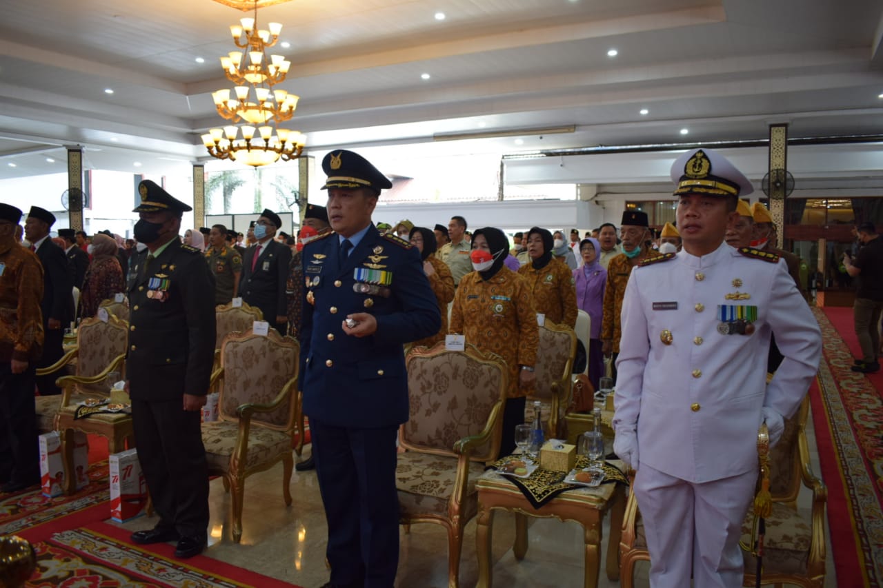 Danlanal Palembang Menghadiri Acara Ramah Tamah dalam rangka HUT RI Ke-77 Provinsi Sumsel