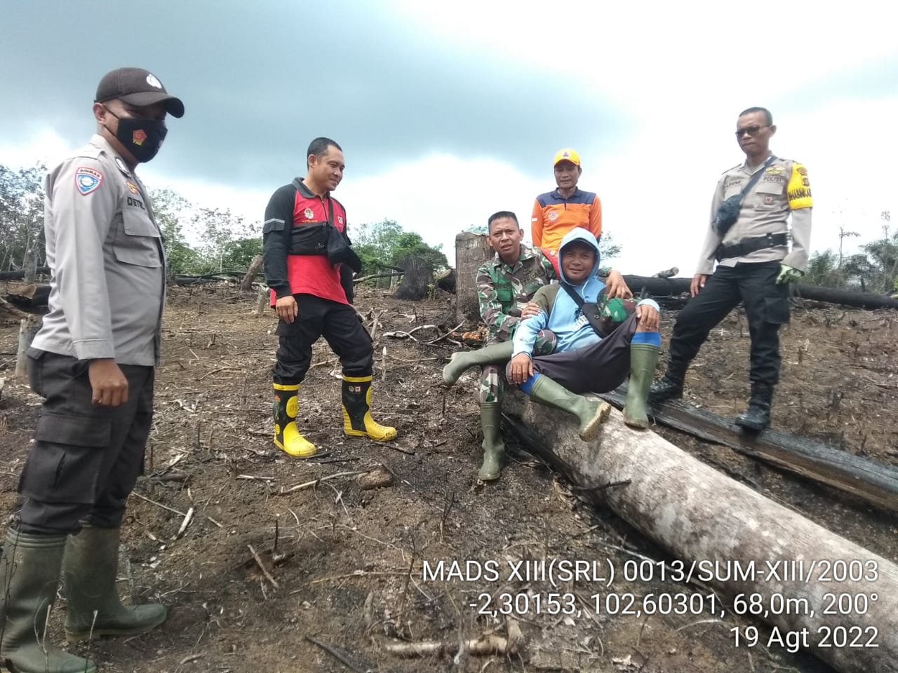 Kapolsek Batin VIII Pimpin Groundcheck Hotspot yang Terpantau pada Dashboard Asap Digital Polda Jambi