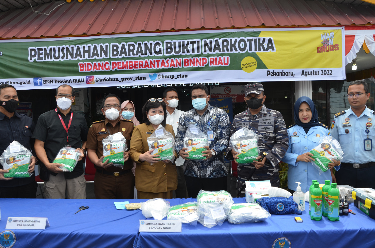 Pemusnahan Barang Bukti Narkoba Tangkapan Lanal Dumai Oleh BNN Provinsi Riau