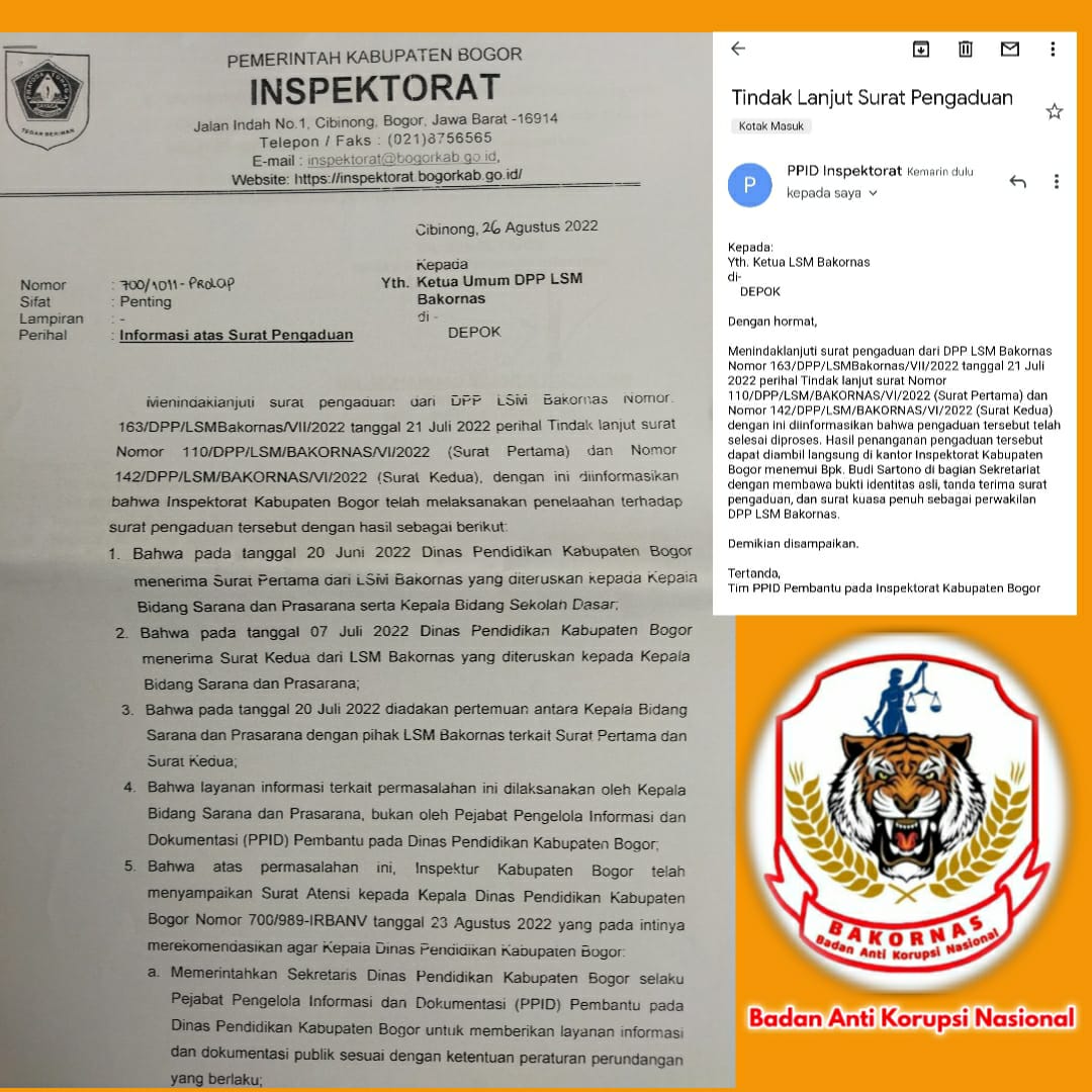 Memalukan, Inspektur Inspektorat Kabupaten Bogor Tidak Dapat Membedakan Mana Surat Klarifikasi dan  PPID