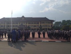 Ditpolairud Polda Banten laksanakan apel pergeseran pasukan PAM obvit di lapangan Polda banten