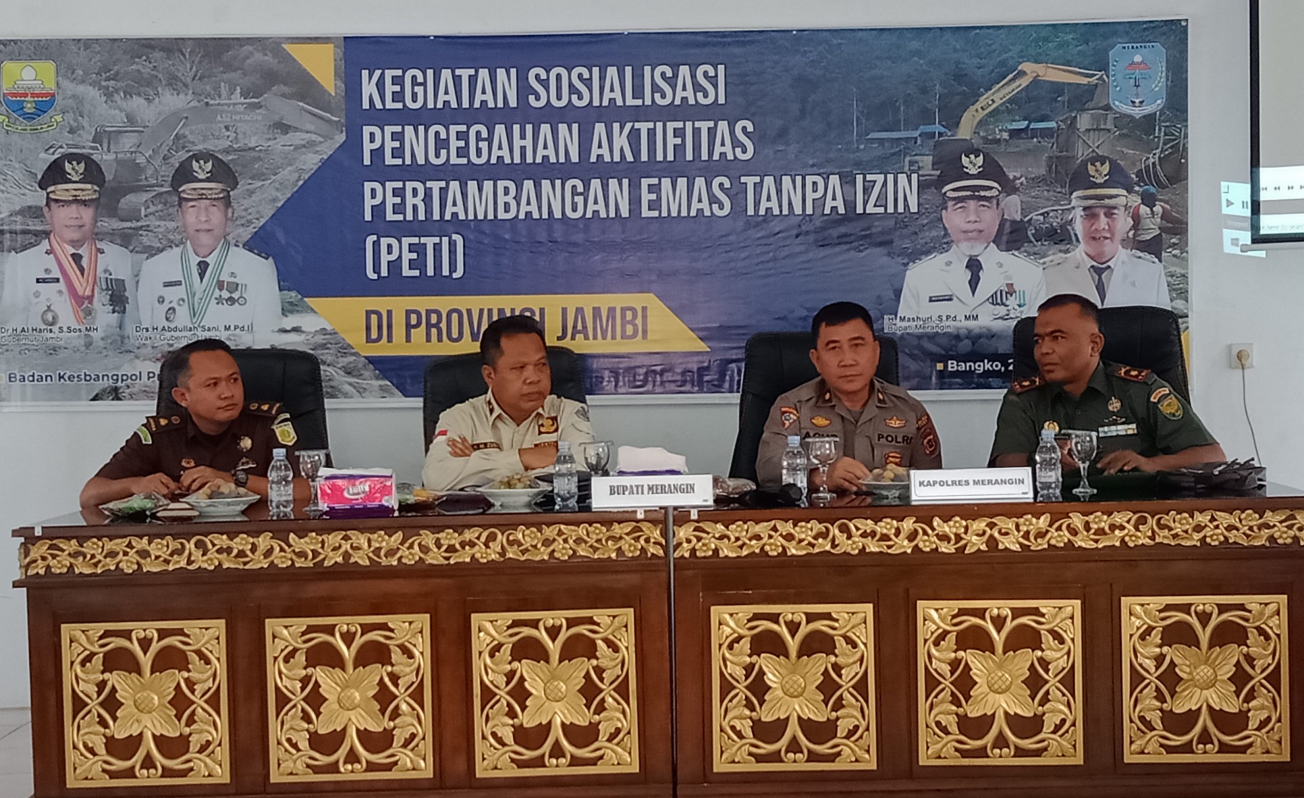 Kapolres Merangin Hadiri Sosialisasi Pencegahan Aktifitas Pertambangan Emas Tanpa Izin di Merangin