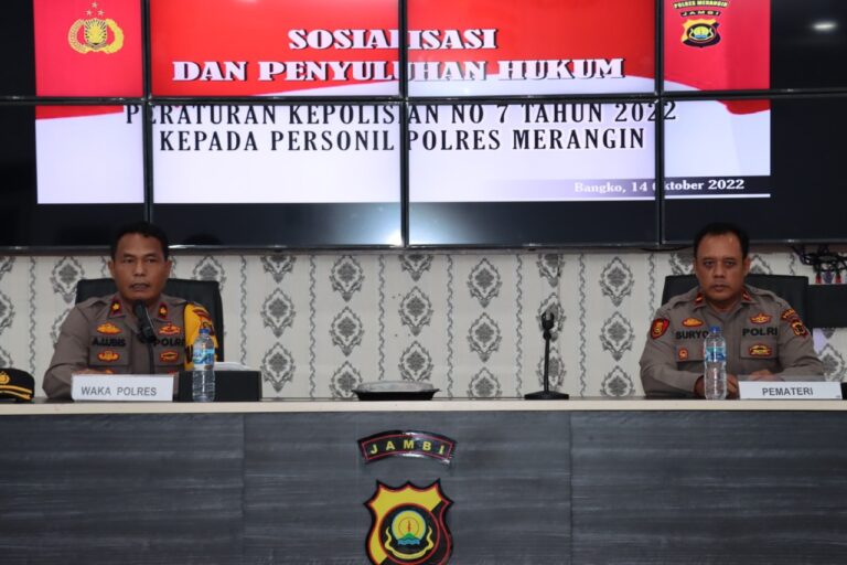 Sosialisasi Perpol Nomor 7 Tahun 2022 tentang KEPP dan KKEP di Polres Merangin