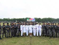 Komandan Beserta Prajurit Lanal Bandung Ikuti Upacara Peringatan HUT Ke-77 TNI Tahun 2022 Tingkat Provinsi Jawa Barat