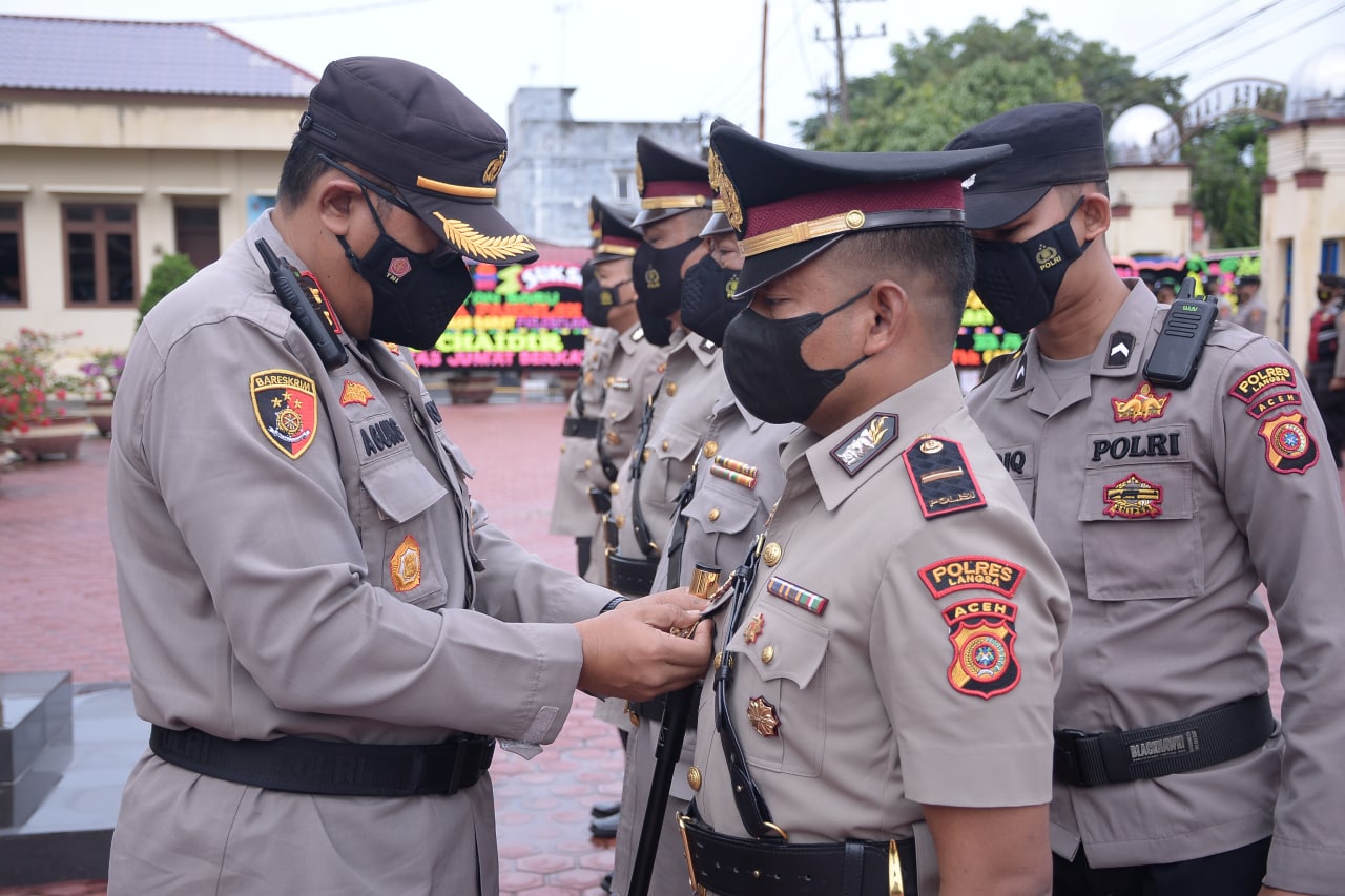 Kapolres Langsa Pimpin Sertijab Kasat Intelkam, Kasat Polairud Dan Kapolsek Langsa Barat