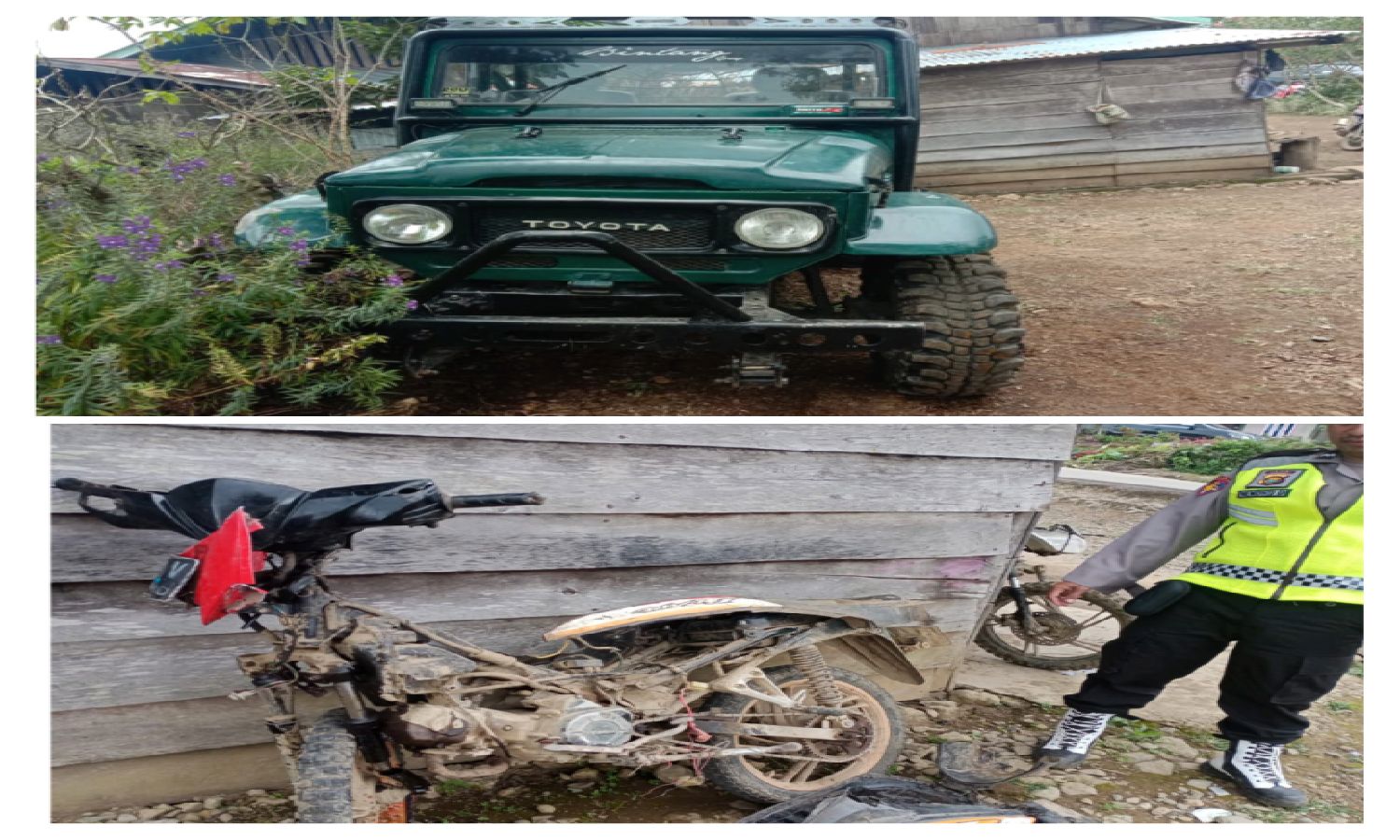 Laka Lantas Di Pulau Tengah,Kendaraan 4×4 Vs Sepeda Motor