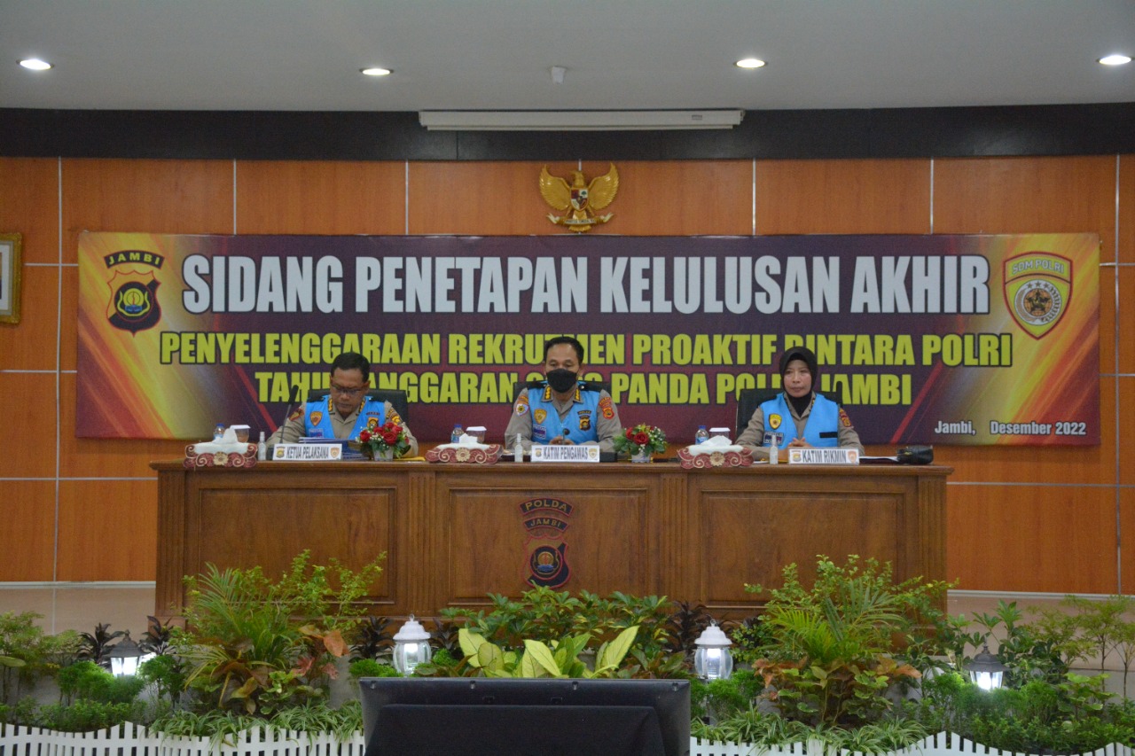 Kepolisian Daerah Jambi Melaksanakan Sidang Terbuka Penetapan Kelulusan Akhir Penyelenggaraan Rekrutmen Proaktif Bintara Polri  T.A.2023  Polda Jambi