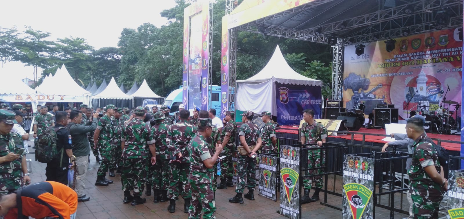 Brigjen TNI Tatang Subarna Tinjau Persiapan Akhir Tempat Gebyar Expo UMKM Banten Dan Pameran Alutsista