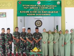 Puncak HUT Ke 77 Kodam II/Sriwijaya, Keluarga Besar Kodim 0420/Sarko Adakan Do’a Bersama