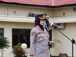 Kapolres Tebo Akbp Fitria Mega.M.psi.Psi Pimpin Upacara Penerimaan Bintara Remaja Baru Lulusan SPN Polda Jambi TA.2022 Bertempat Di Lapangan Apel Polres Tebo