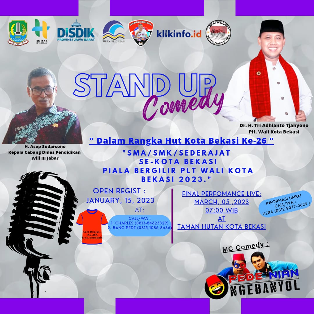 AWIBB Kembali Gelar Lomba “Stand Up Comedy Competition” Piala Plt Walikota Bekasi Nyok Daftar Jadi Peserta