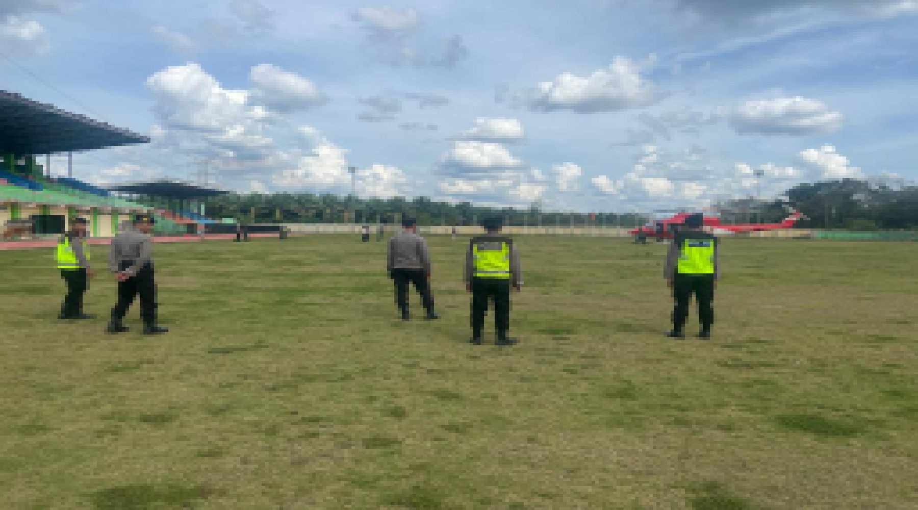 Samapta Polres Merangin laksanakan Pengamanan Transit Helikopter Rombongan Gubernur Jambi