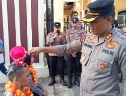 Polres Merangin Gelar Tradisi Penyambutan 16 Personil Bintara Polri Gel II T.A 2022 Polda Jambi