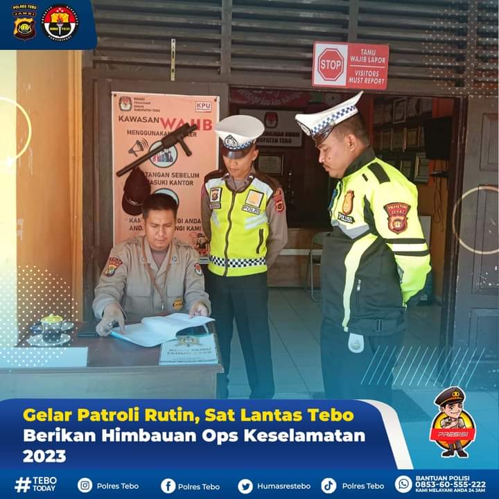 Gelar Patroli Rutin,Satlantas  Berikan Imbauan Ops  Keselamatan 2023