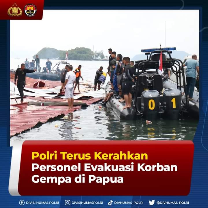 Polri Terus Kerahkan Personel Evakuasi Korban Gempa  Di Papua