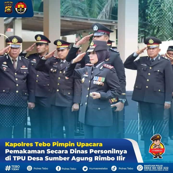 Polres Tebo  Berduka,Kapolres Tebo Akbp Fitria Mega.Mpsi.Psi Pimpin Upacara Pemakaman Secara Dinas  Brigadir Dian Sulistiyo Margono