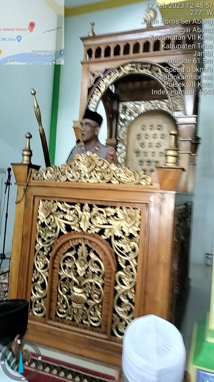 Ps.Kapolsek VII Koto Iptu  H.Muslim Beserta Anggota Polsek Melaksanakan  Jum,at Keliling  Di Desa Sungai Abang  Kec. VII Koto  Kab.Tebo