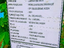 PROYEK PEMELIHARAAN DRAINASE TAHUN ANGGARAN 2021 – GAMPONG GEUDEUBANG ACEH DIDUGA FIKTIF