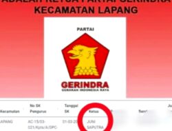 KETUA GERINDRA DIANGKAT JADI PANWASCAM LAPANG : DIDUGA PANWASLIH ACEH UTARA CURANG