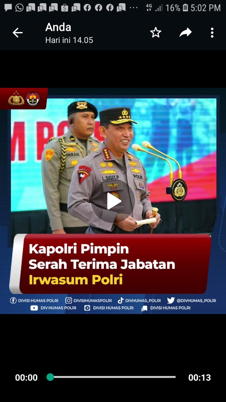 Kapolri Jenderal Polisi Drs Listyo Sigit Prabowo.Msi Memimpin Upacara  Serah Terima Jabatan  Irwansum Polri  Di Gedung  Rupatama  Mabes Polri