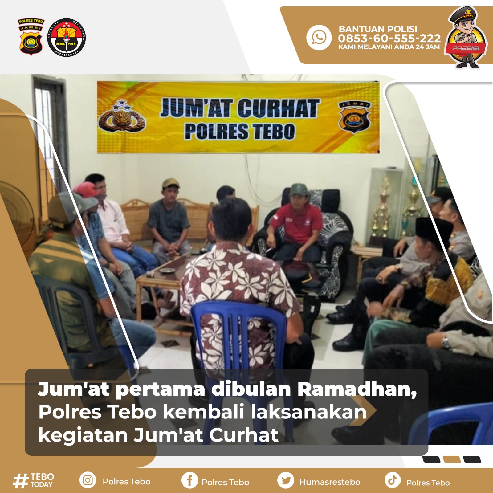 Polres Tebo Kembali Melaksanakan Jum,at  Curhat Di Desa Mangun Jayo Kec.Tebo Tengah Kab.Tebo