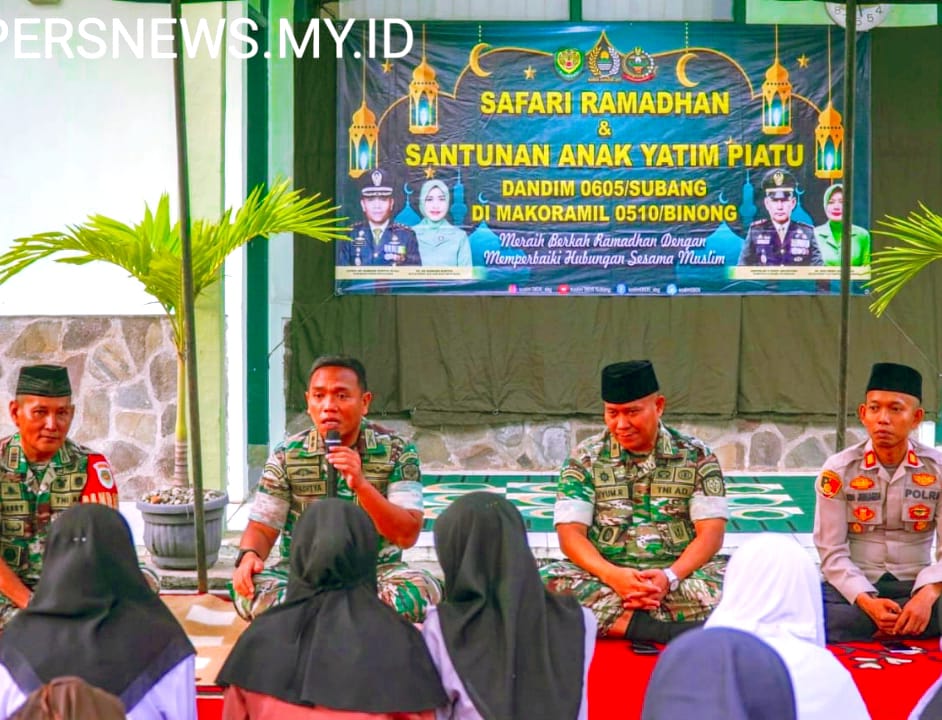 Safari Ramadhan Ke Koramil Binong : Dandim 0605/Subang Berikan Santunan Dan Motivasi Kepada Anak Yatim