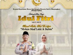 Kapolres Sarolangun bersama Ketua Bhayangkari Cabang Sarolangun Mengucapkan SELAMAT HARI RAYA IDUL FITRI 1444H,2023M.