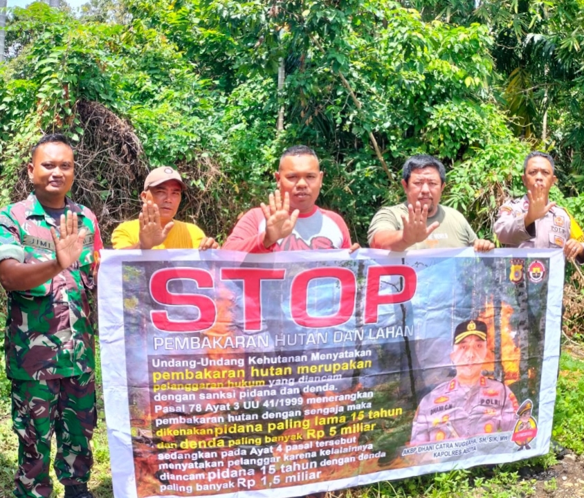 Cegah Karhutla – TNI POLRI Lembah Sabil Pasang Banner Stop Pembakaran