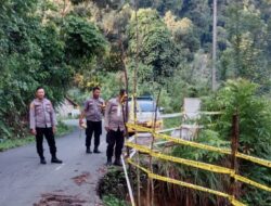 Badan Jalan Lonsor,Iptu. Agung Heru. W. S.sy.MM Laksanakan Pemasangan Tanda Berbahaya
