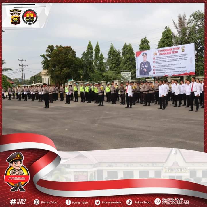 Pimpin Apel Perdana, Kapolres Tebo Akbp I Wayan Arta AriawanSH. SIK. MH.Sampaikan Arahan Dan Penekanan Kepada Personel