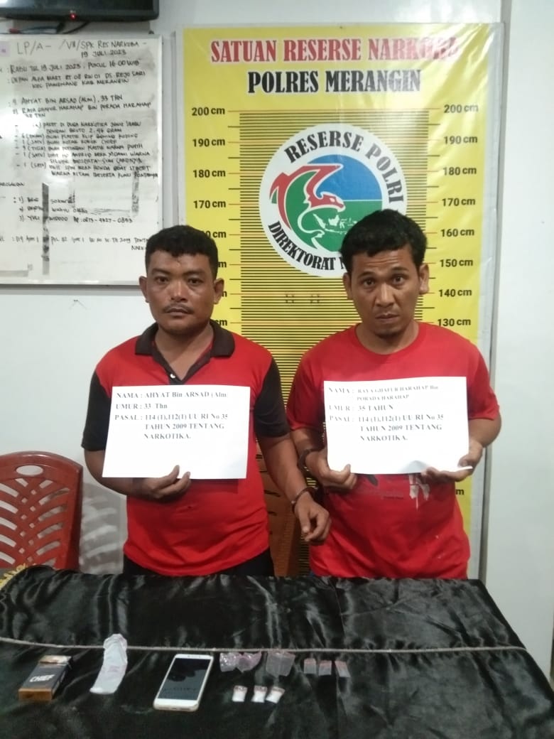 Kedapatan Hendak Edarkan Shabu, Dua Warga Sarolangun Diringkus Tim Macan Sat Narkoba Polres Merangin