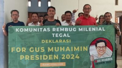 Komunitas Rembug Milenial Tegal Deklarasi Gus Muhaimin Calon Presiden RI 2024.