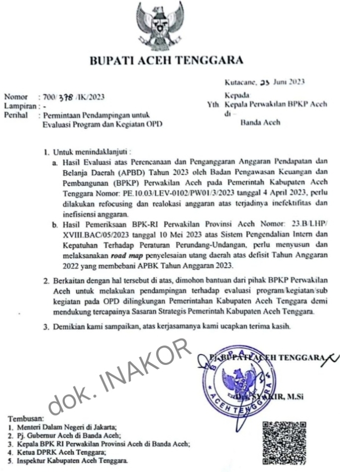 KETUA LIRA ACEH DUKUNG – PJ. BUPATI SURATI BPKP : UNTUK AUDIT DEFISIT 106 MILYAR DIPEMDA ACEH TENGGARA