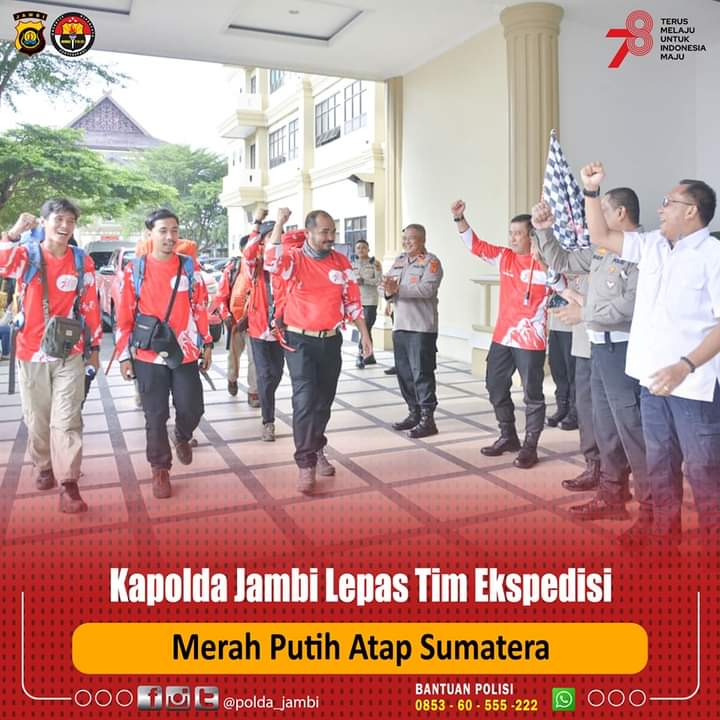 Kapolda Jambi Irjen Pol Rusdi Hartono Melepas Keberangkatan Rombongan Tim Ekspedisi Merah Putih Atap Sumatera