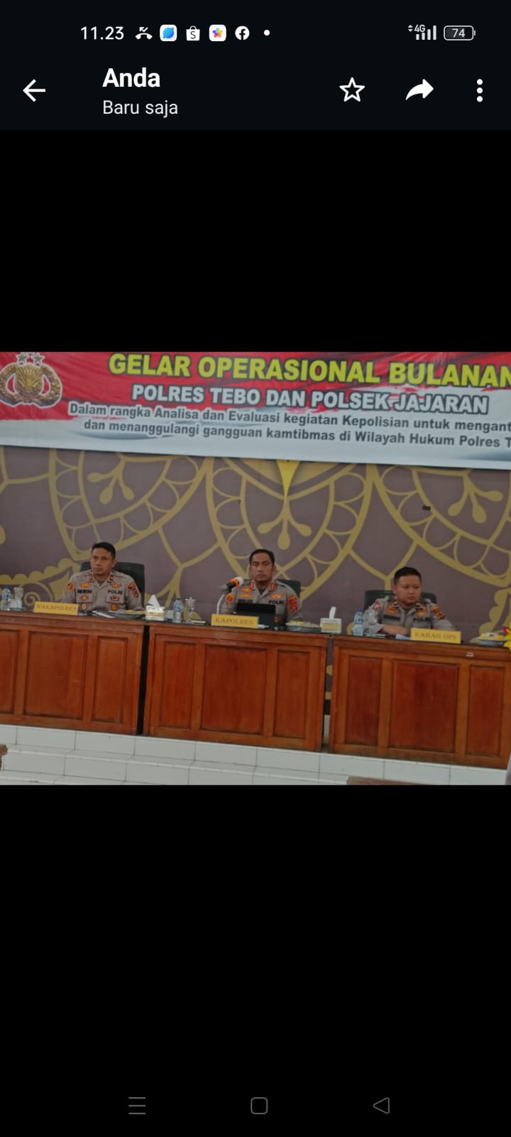 Kapolres Tebo Akbp l Wayan Arta Ariawan SH. S. Ik. MH Didampingi Waka Polres Tebo Kompol Deni Mulyadi SE Membuka Gelar Operasional Bulanan Polres Dan Polsek Jajaran Bulan Agustus 2023 Bertempat Di Aula Wira Arta Brata Polres Tebo