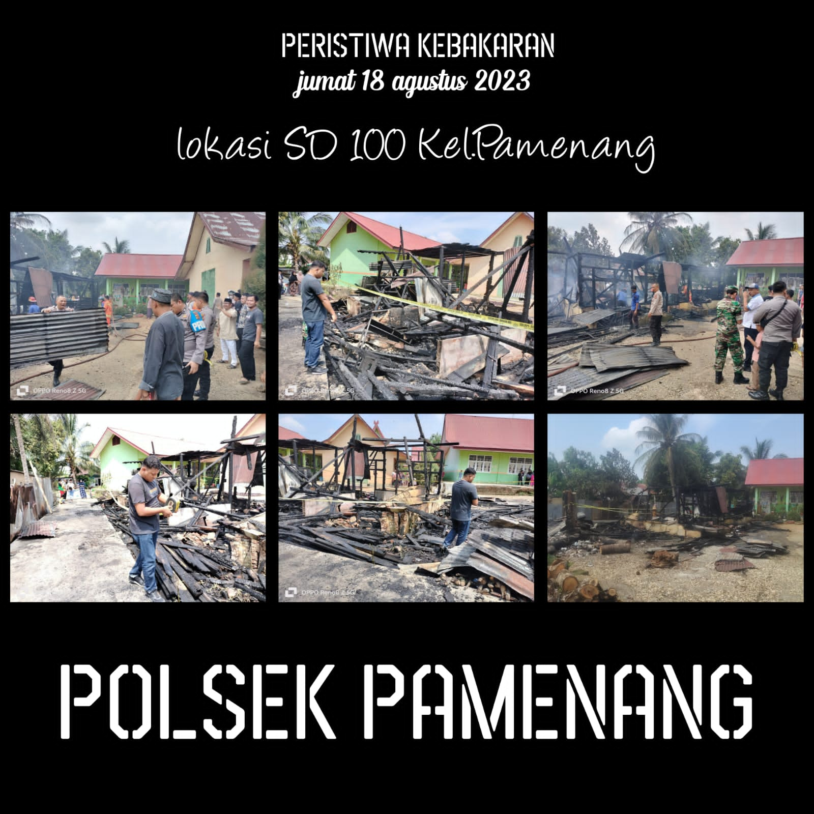 Polsek Pamenang, Satu Unit Rumah Dinas Semi Permanen di sekitar SD di Kelurahan Pamenang Ludes Terbakar