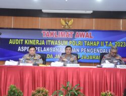 Kapolda Jambi Irjjen Pol Rusdi Hartono Pimpin Pembukaan Acara Taklimat  Awal  Kegiatan Audit Kinerja  Itwasum Polri Tahap  ll Tahun 2023