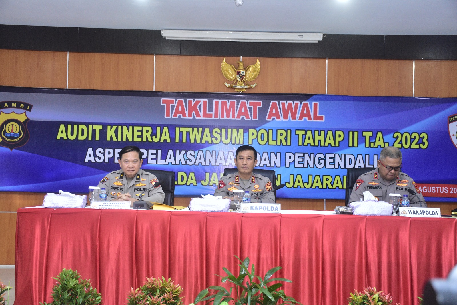 Kapolda Jambi Irjjen Pol Rusdi Hartono Pimpin Pembukaan Acara Taklimat  Awal  Kegiatan Audit Kinerja  Itwasum Polri Tahap  ll Tahun 2023