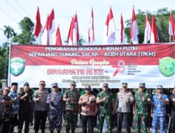 Jelang HUT RI Ke 78 :  TNI – POLRI Bersinergi Kibarkan Bendera Merah Putih Sepanjang 17 Km Digunung Salak