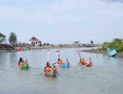 Meriahkan HUT Ke-78 TNI AL, Pos TNI AL Sigli Lanal Lhokseumawe Gelar Lomba Perahu Dayung Tradisional