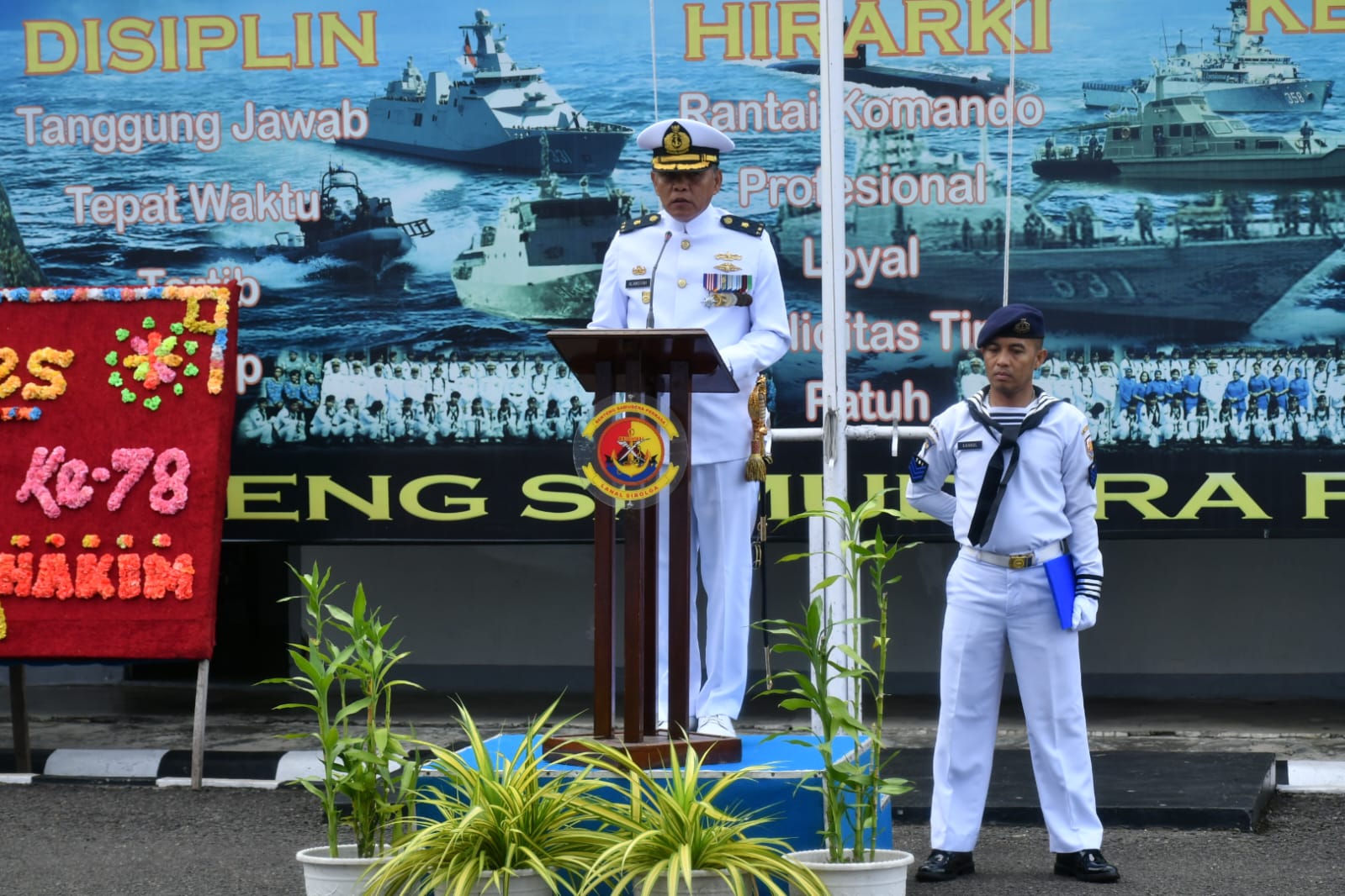 Prajurit Lanal Sibolga Laksanakan Upacara HUT TNI AL Ke-78 Tahun 2023