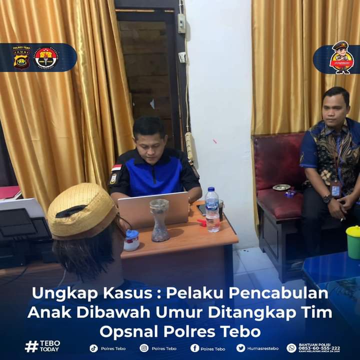 Polres Tebo Berhasil Ungkap Kasus Pelaku Pencabulan Anak Dibawah Umur Di Kecamatan Vll Koto Ilir