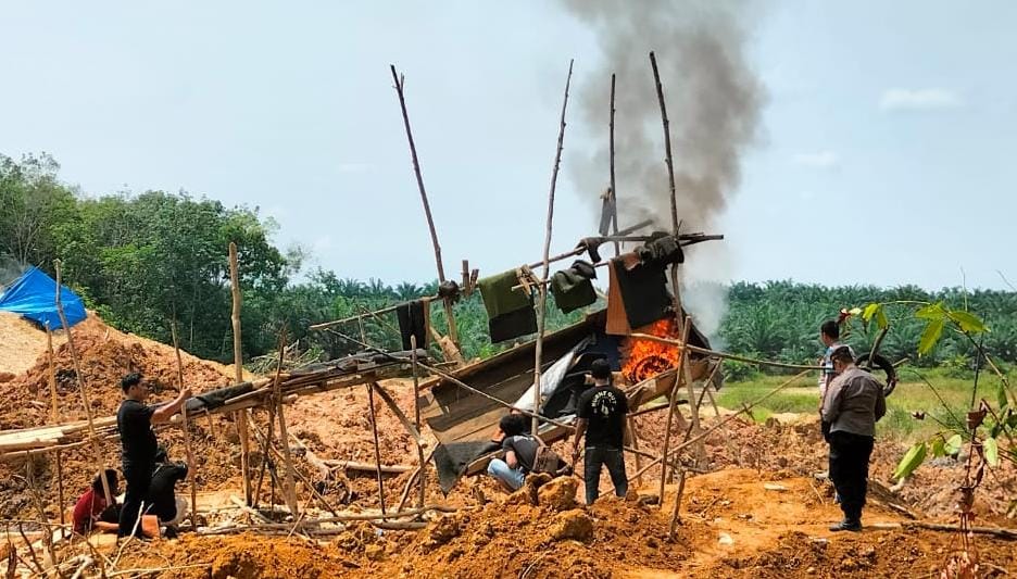 Jajaran Polsek Tabir Razia Tempat Aktivitas PETI di Dusun Mekar Sari